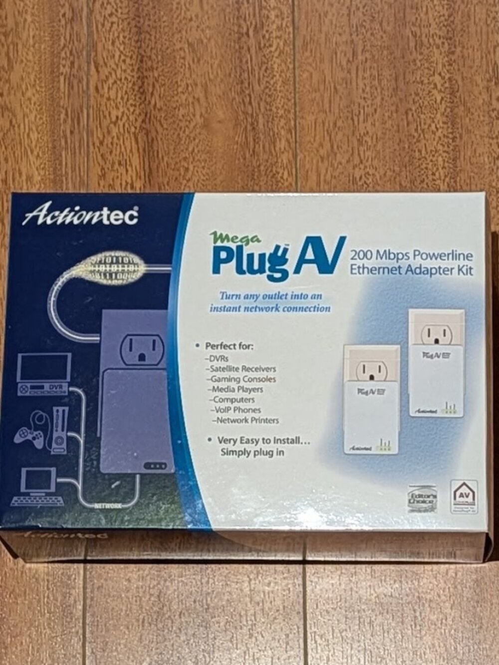 Actiontec MegaPlug AV 200 Mbps Powerline Ethernet Adapter Kit
